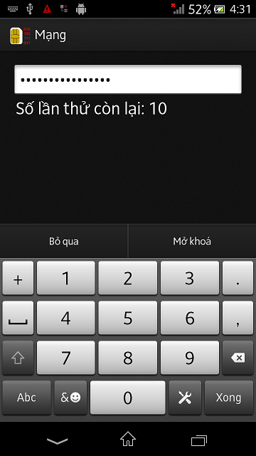 Mở mạng Sony Z bằng code